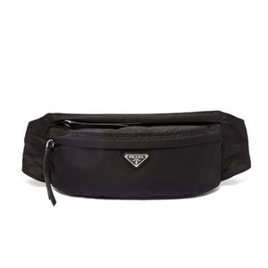 【PRADA】Black Nylon Double Zip Fanny Pack Belt Bag